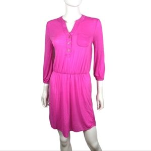 {Lily Pulizer} Beckett Jersey Dress - Vibrant Pink Button-Up Dress - Size Medium